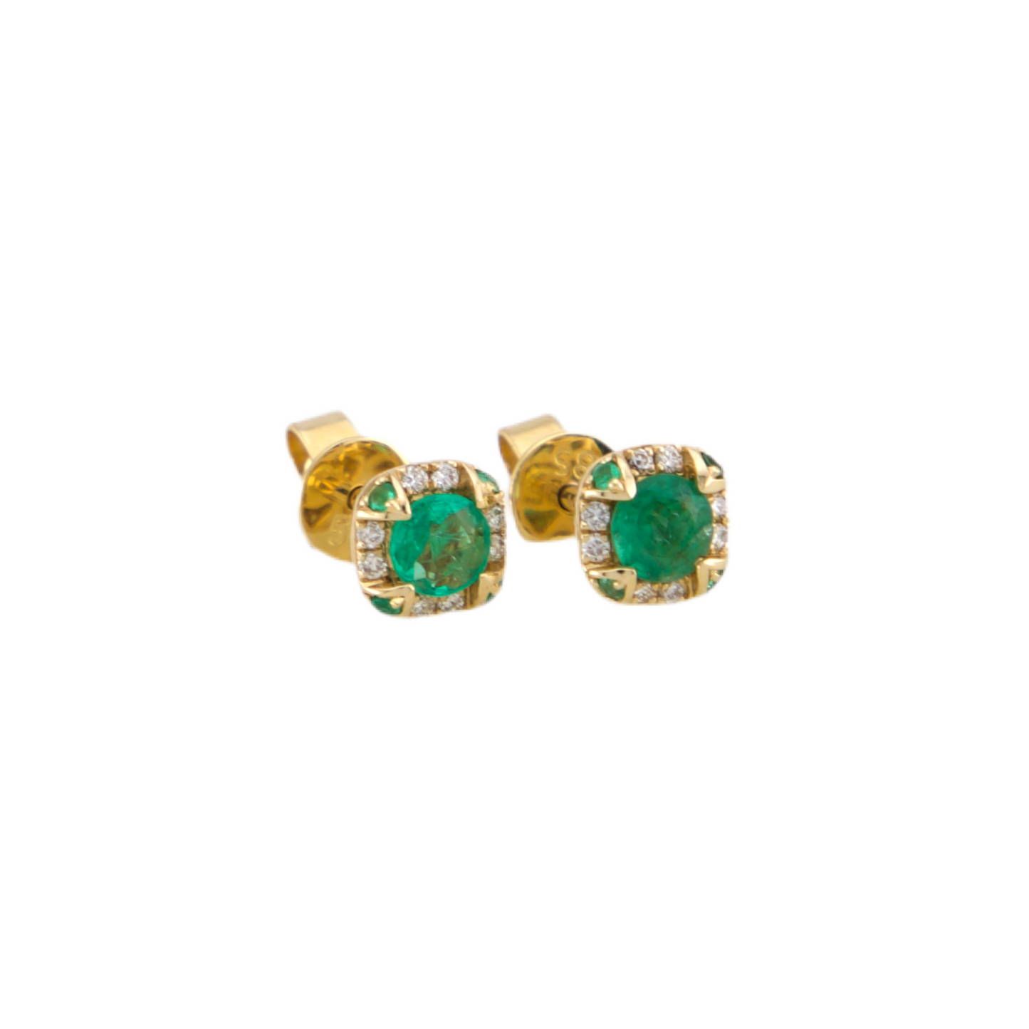 Emerald & Diamond Stud Earrings