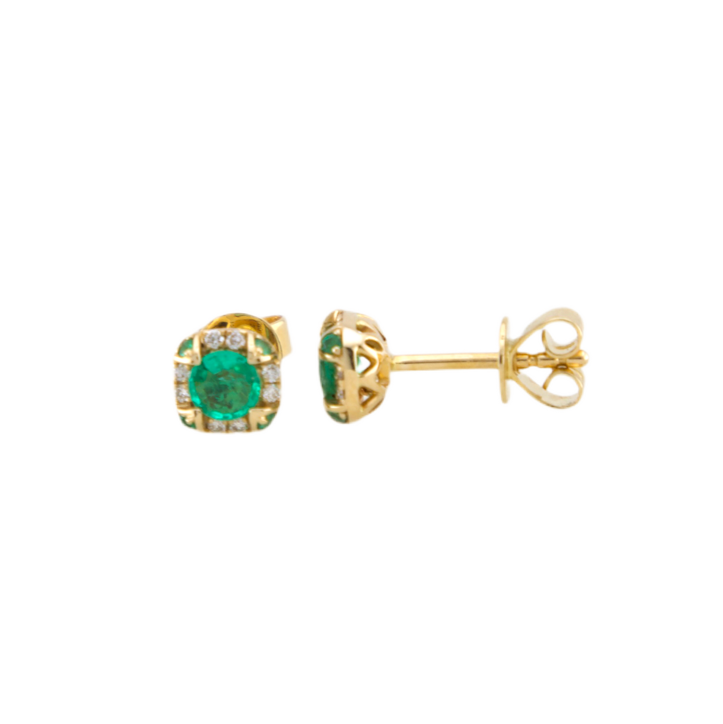 Emerald & Diamond Stud Earrings