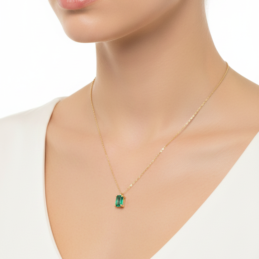 Genuine Emerald Stone Necklace