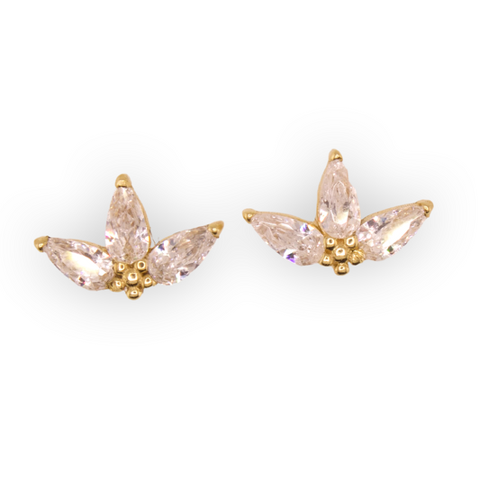 Flower with Zirconia Stud Earrings