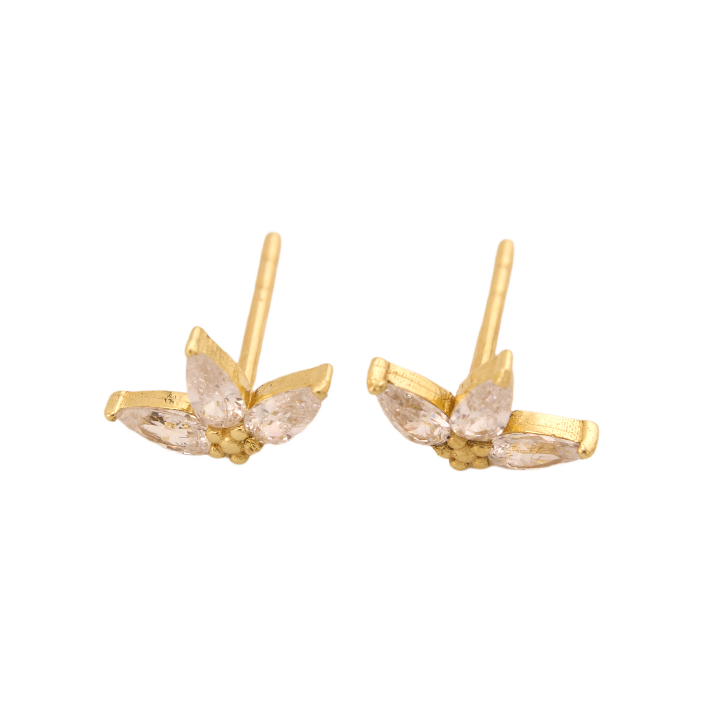 Flower with Zirconia Stud Earrings