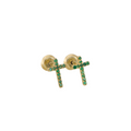 Emerald Cross Stud Earrings