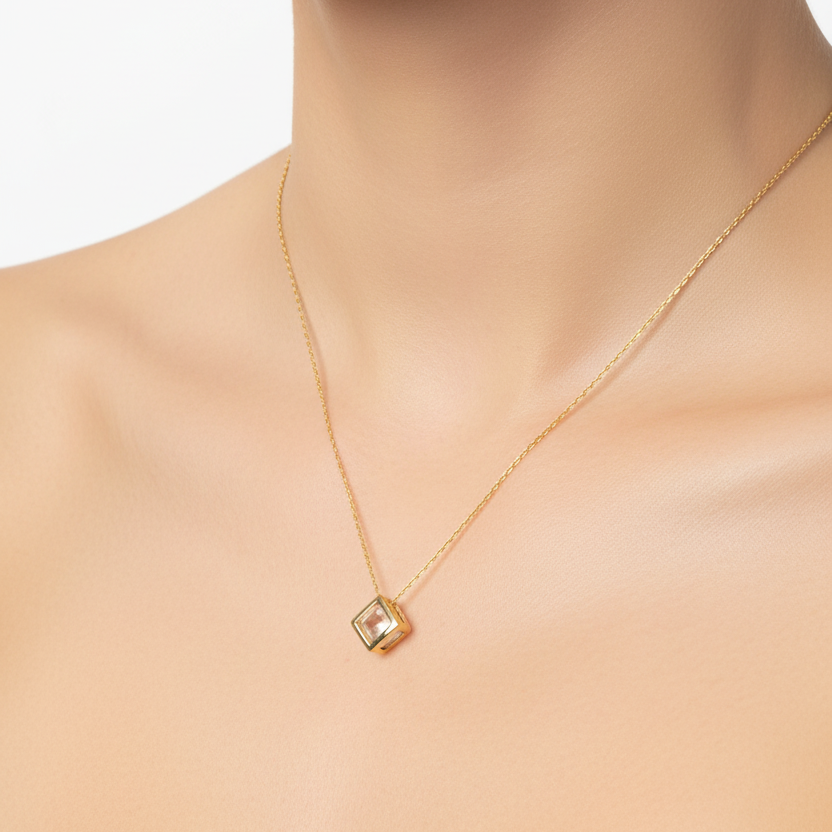 Zirconia In a Box Necklace