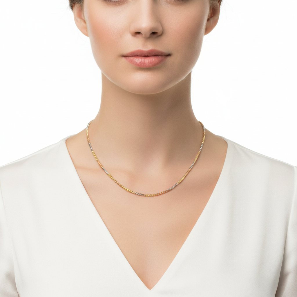 Three Colors Diamond Cut Balls Necklace