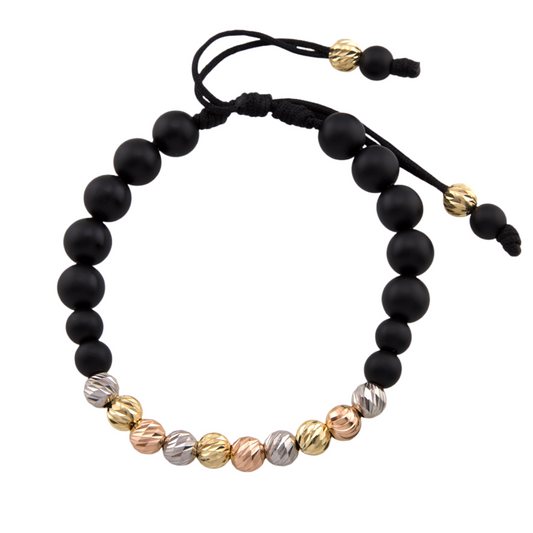 Three Colors Gold & Black Balls Bracelet