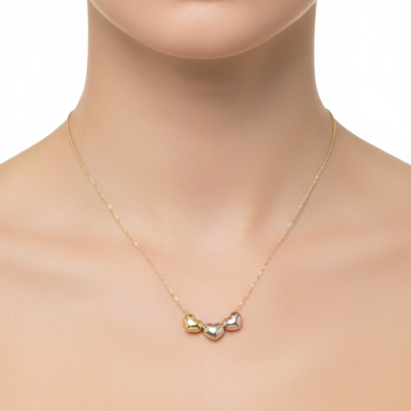 Three Colors Heart Necklace