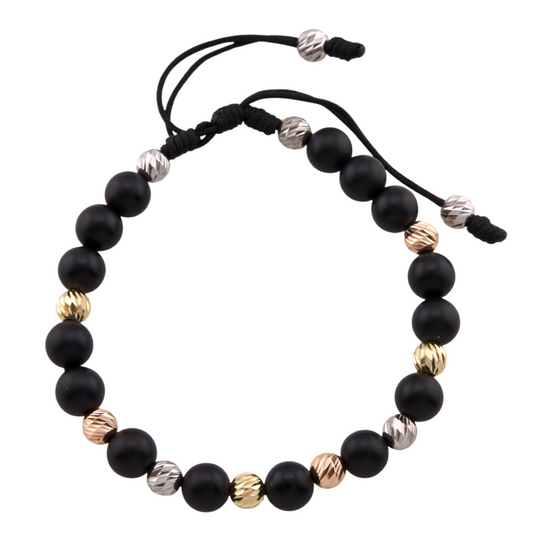 Three Colors Gold & Black Balls Bracelet