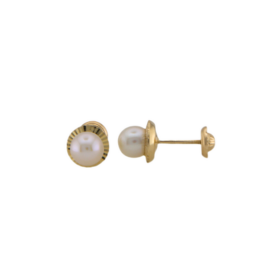 Gold Pearl Stud Earrings