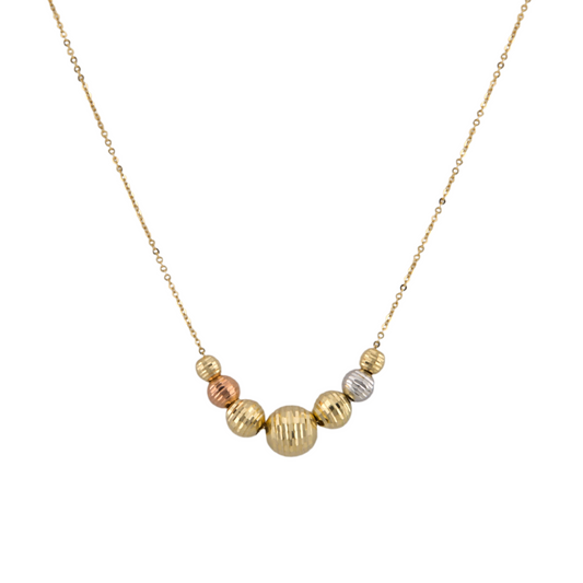 Three Colors Diamond Cut Balls Necklace