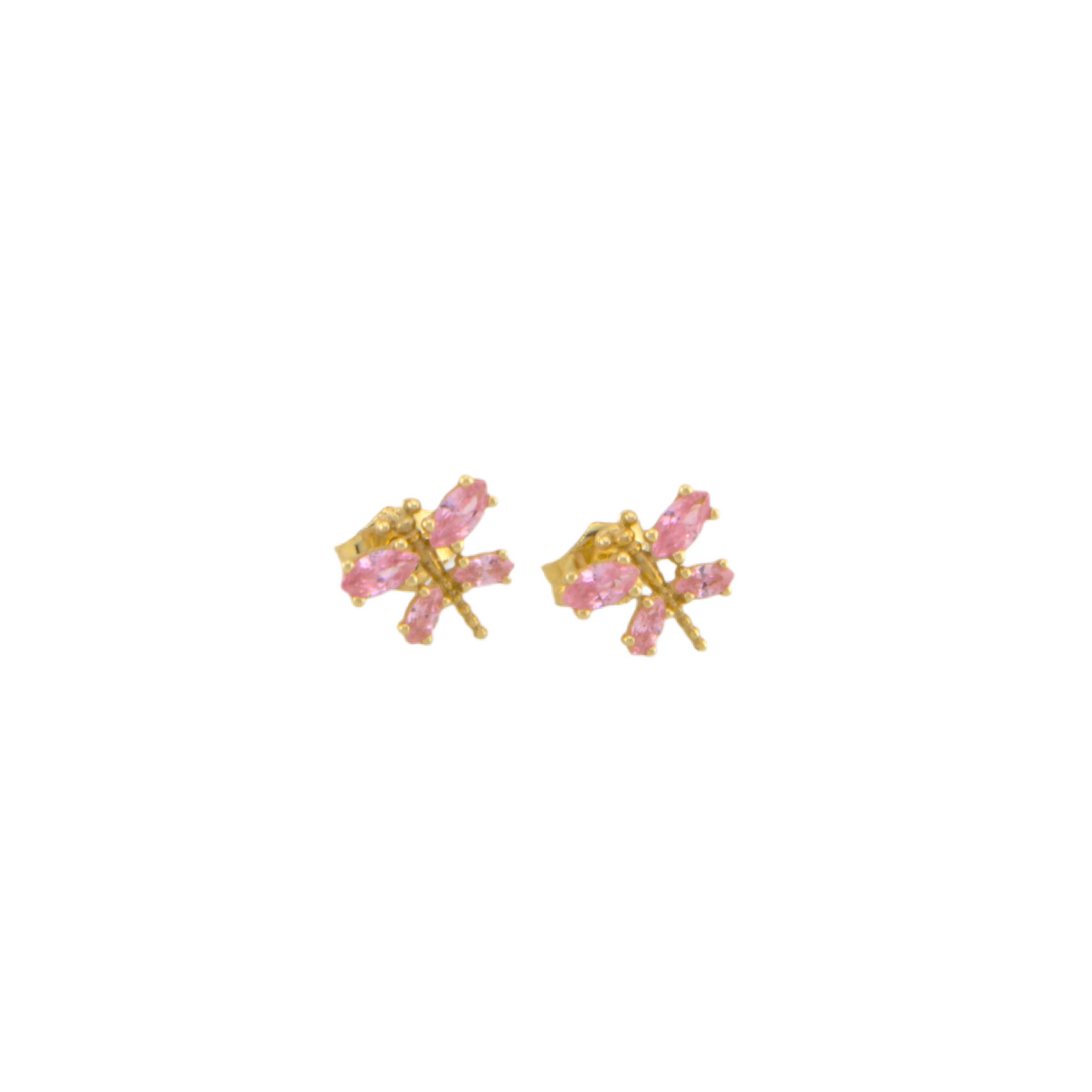 Pink Dragon Fly Stud Earrings