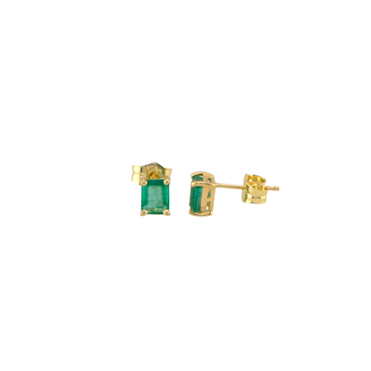 Square Emerald Stud Earrings