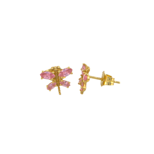 Pink Dragon Fly Stud Earrings