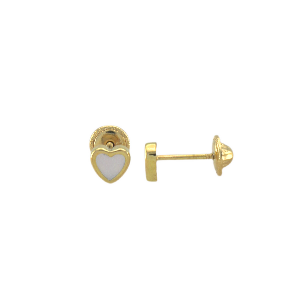 White Heart Stud Earrings