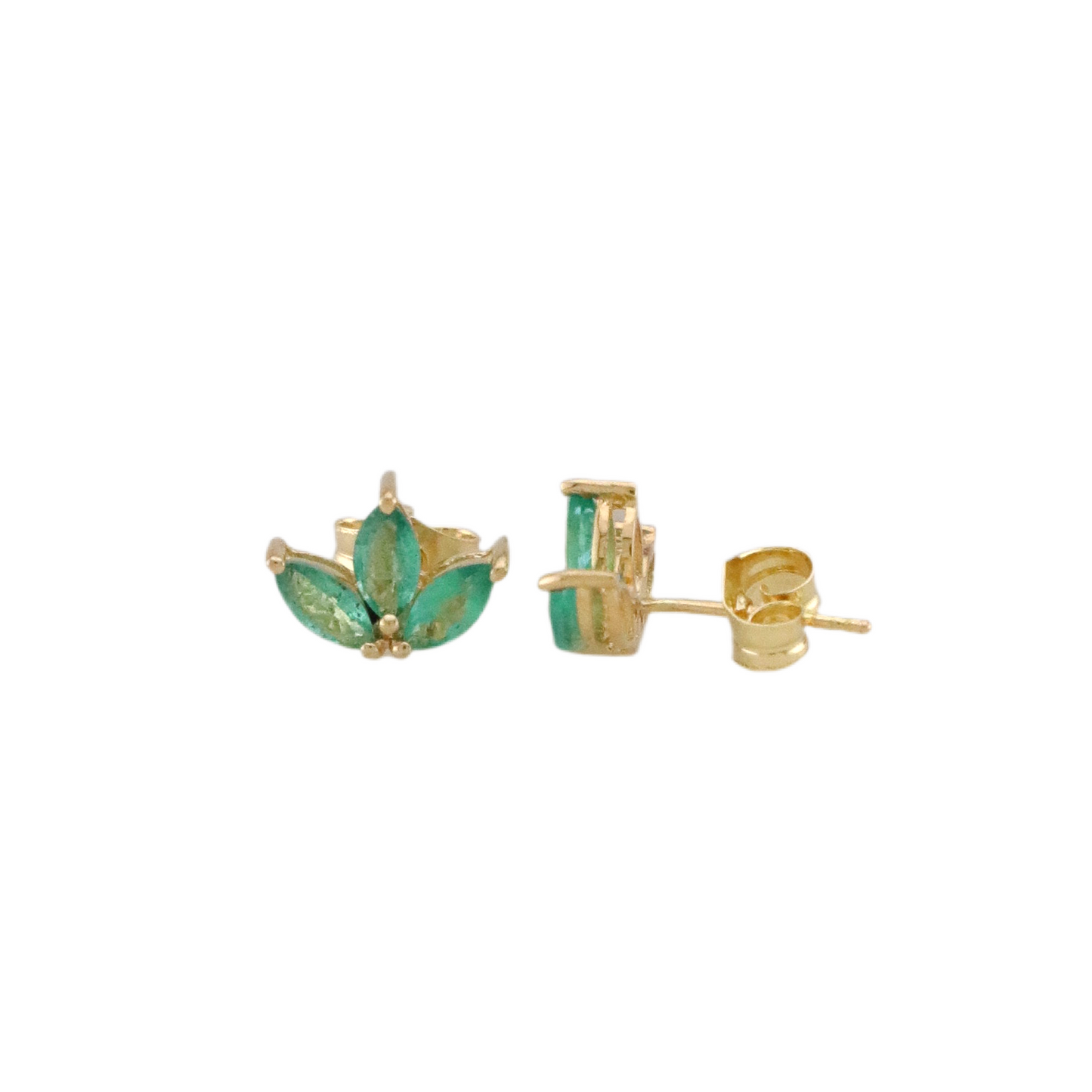 Lotus Emerald Stud Earrings