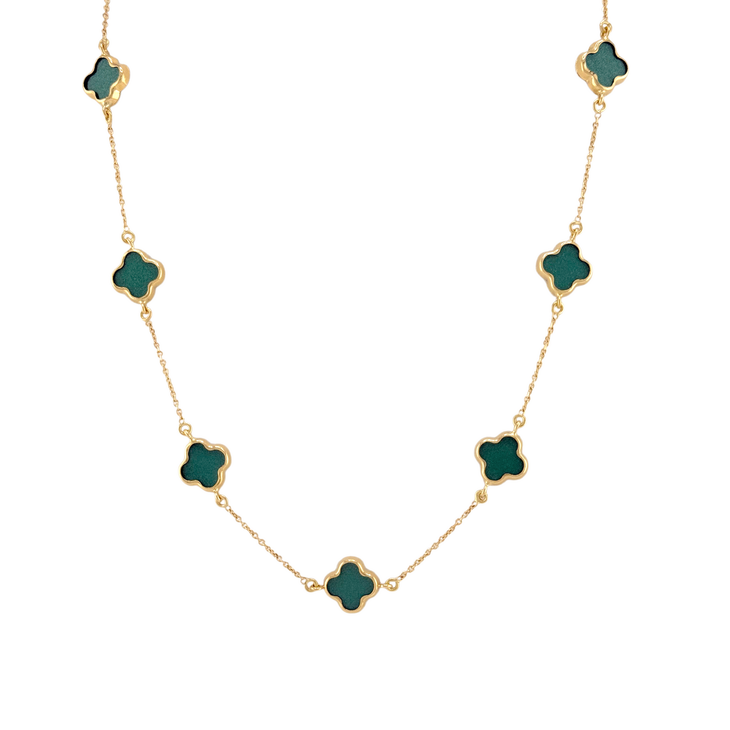 Reversible Green & Gold Trevol Necklace