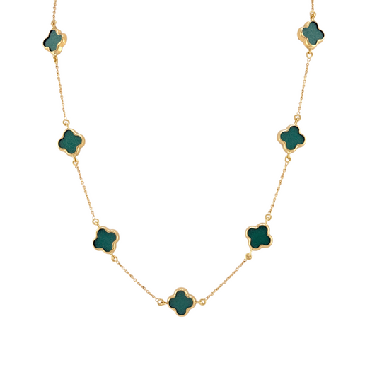 Reversible Green & Gold Trevol Necklace