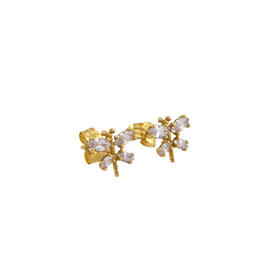 White Dragon Fly Stud Earrings