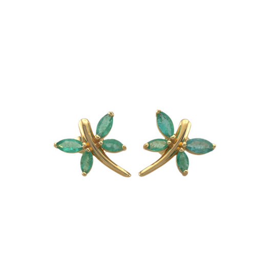 Emerald Dragonfly Stud Earrings
