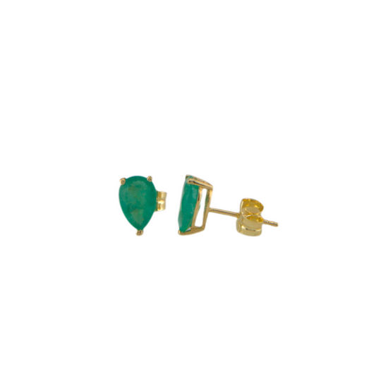 Drop Emerald Stud Earrings