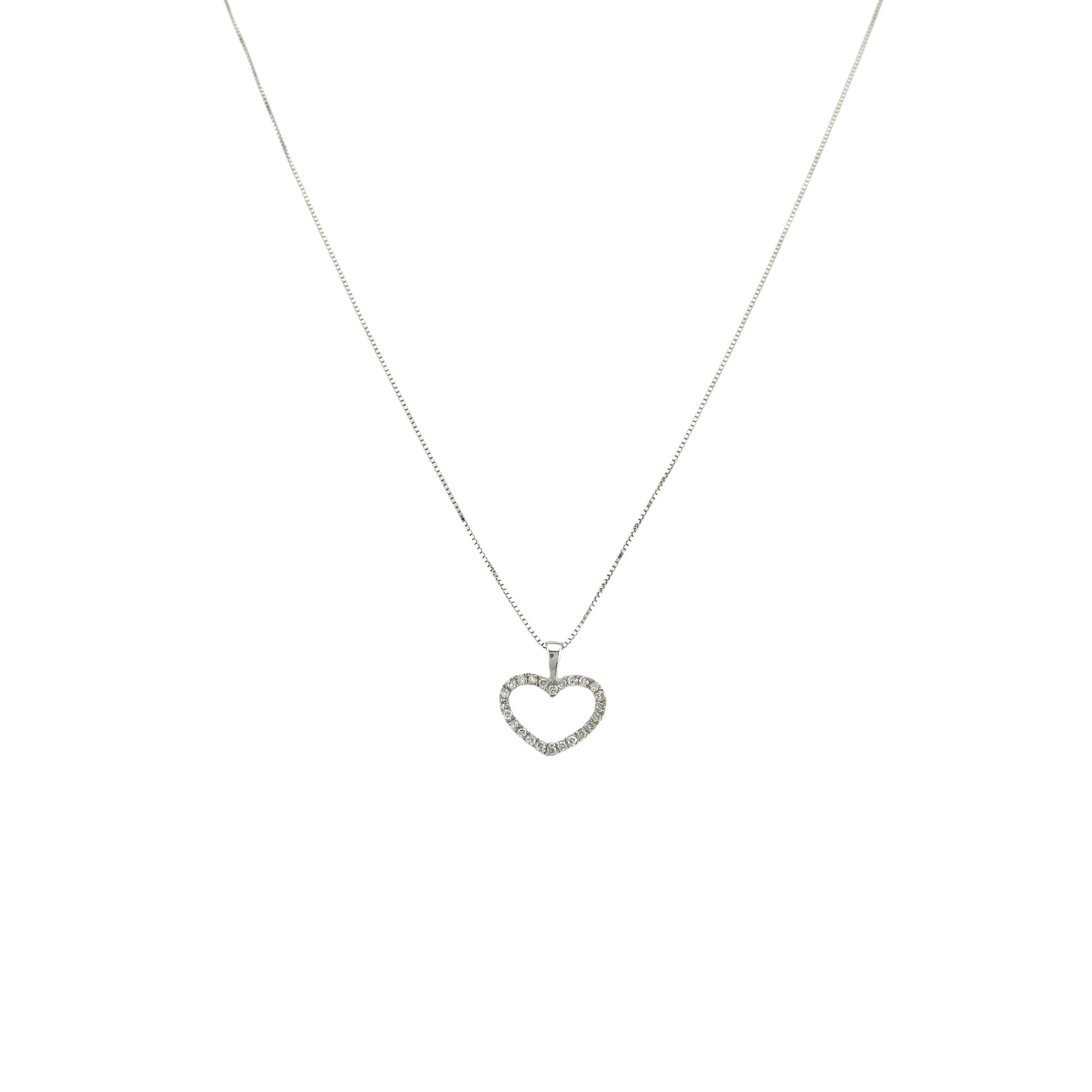 White Diamond Heart Necklace