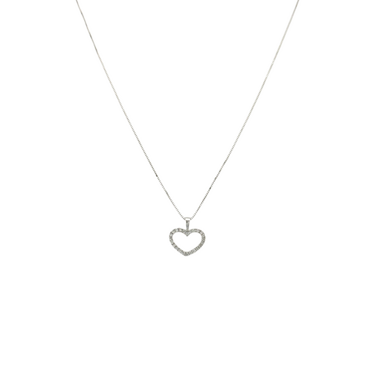 White Diamond Heart Necklace