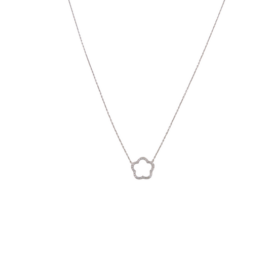 White Diamond Single Flower Necklace