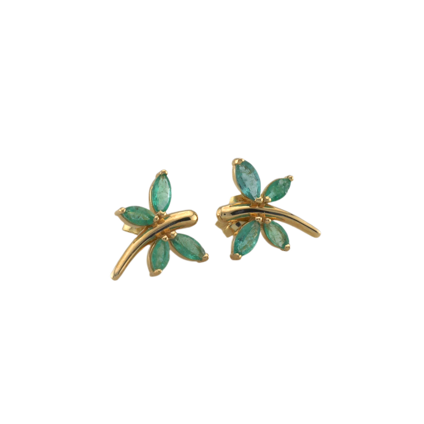 Emerald Dragonfly Stud Earrings