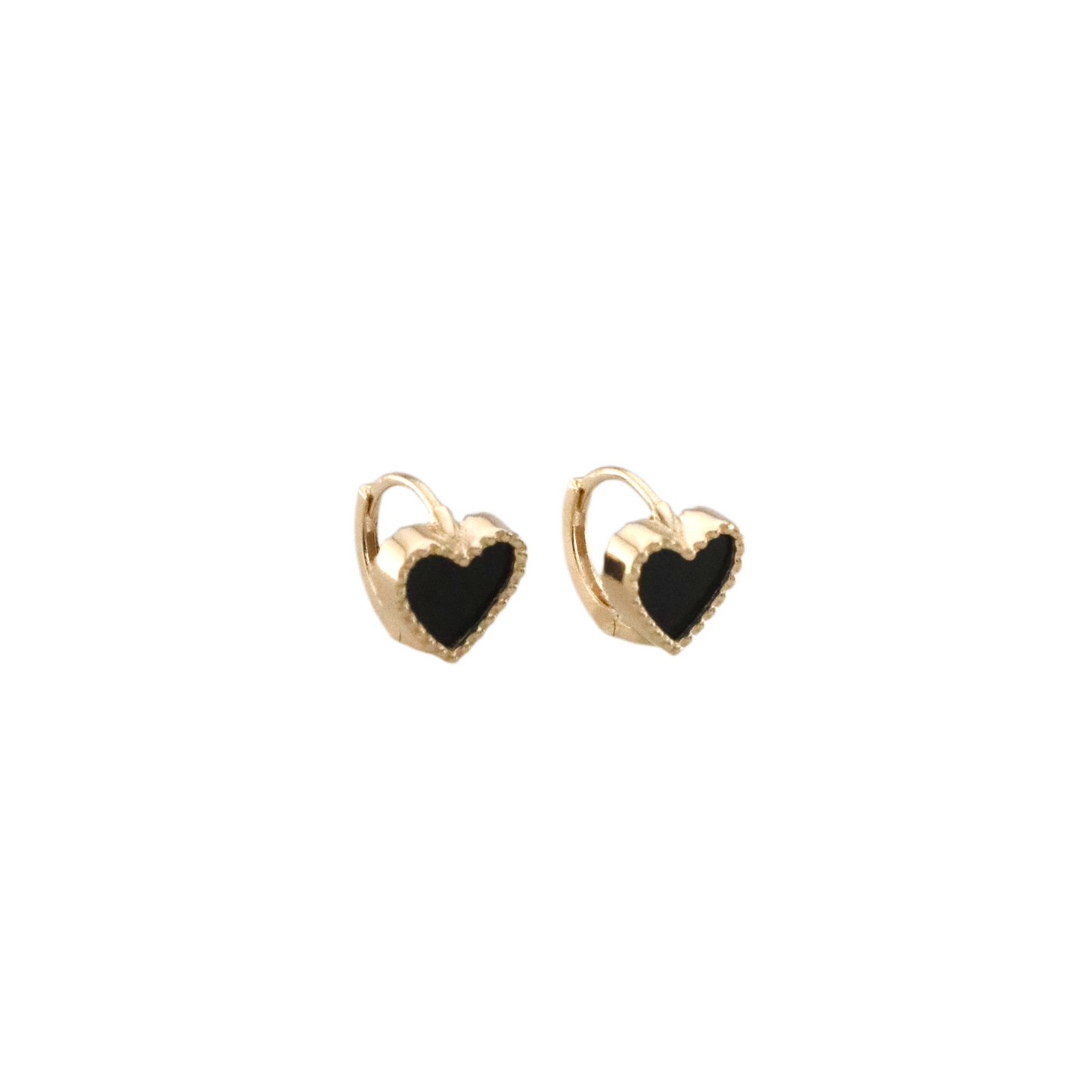 Black Heart Hoops Earrings