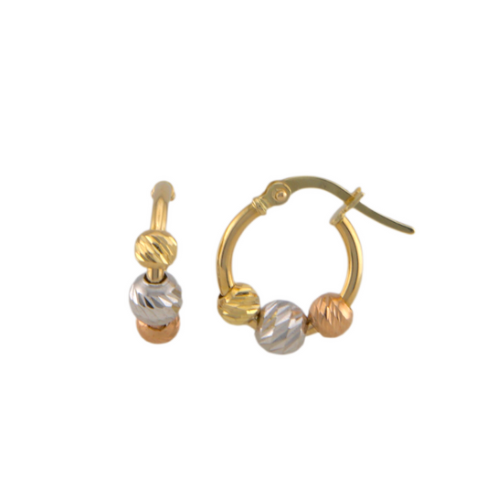 Three Colors Balls Hoops Earrings