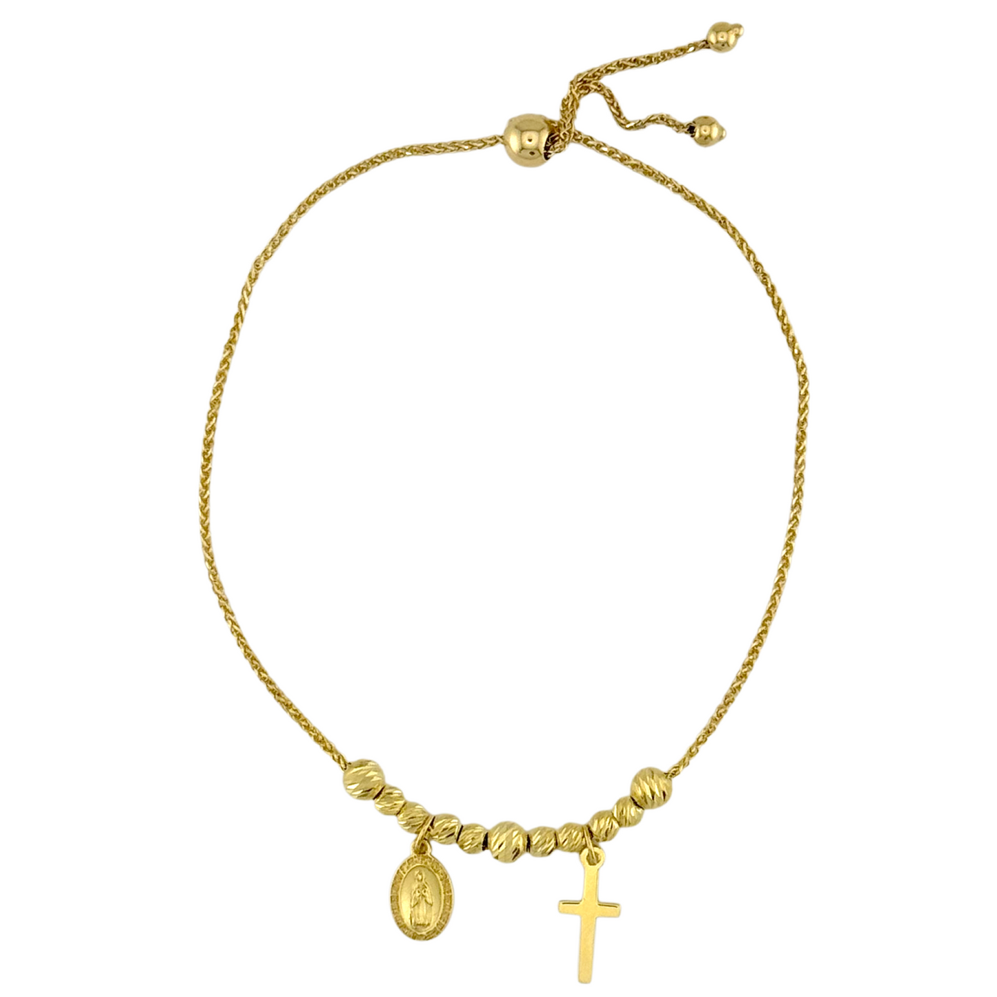 Adjustable Cross & Virgin Bracelet