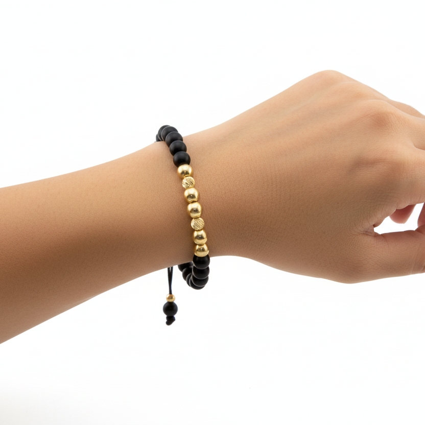 Gold & Black Balls Bracelet