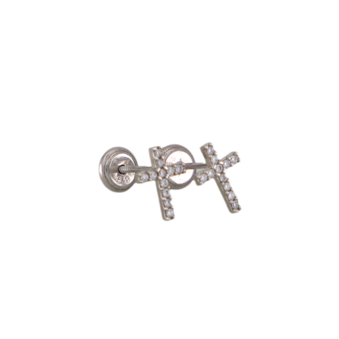 White Cross Stud Earrings