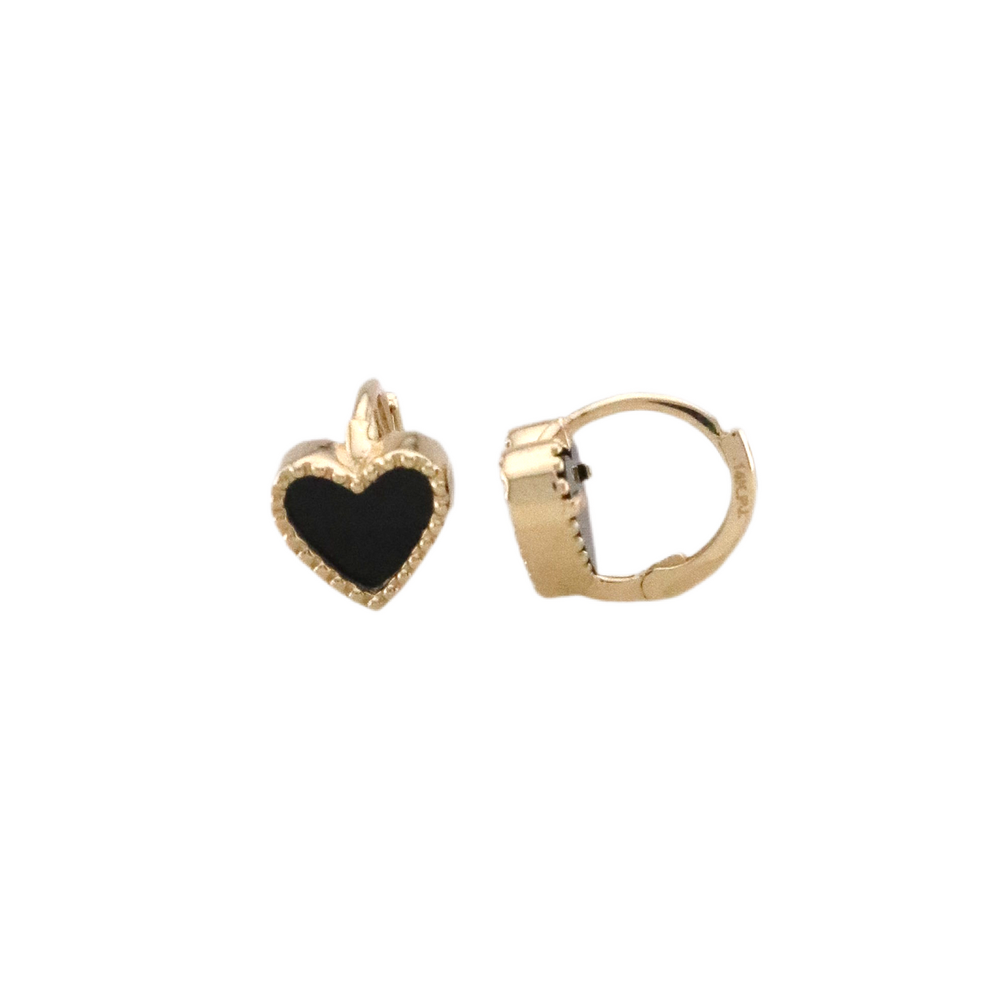 Black Heart Hoops Earrings