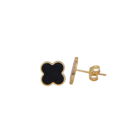 Black Trevol Stud Earrings
