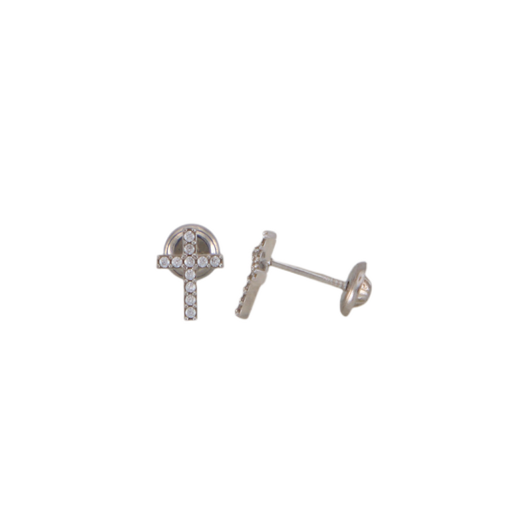 White Cross Stud Earrings