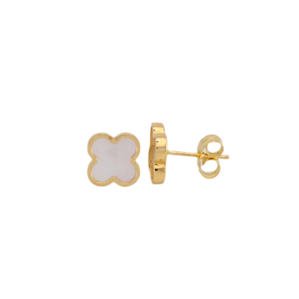 White Trevol Stud Earrings