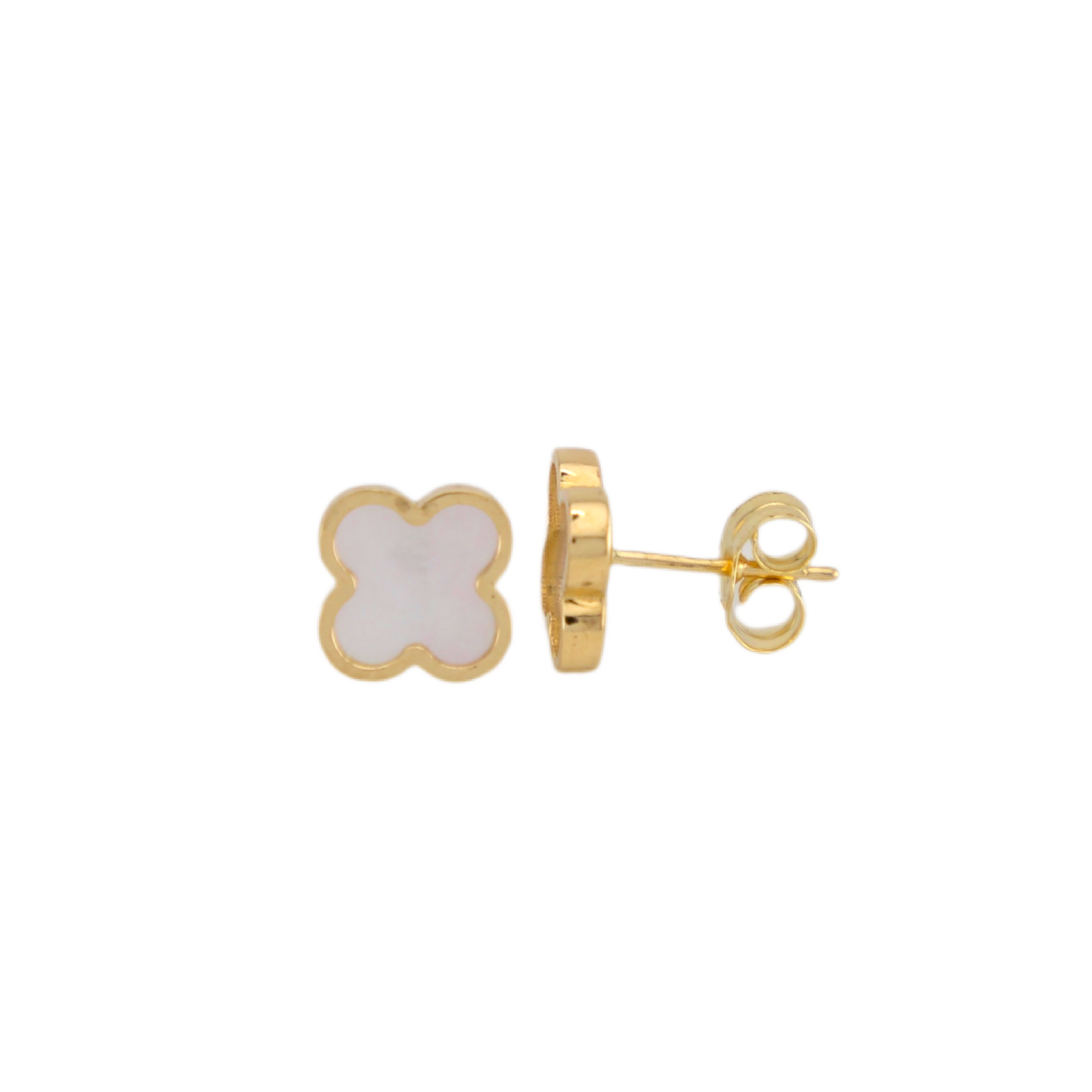 White Trevol Stud Earrings