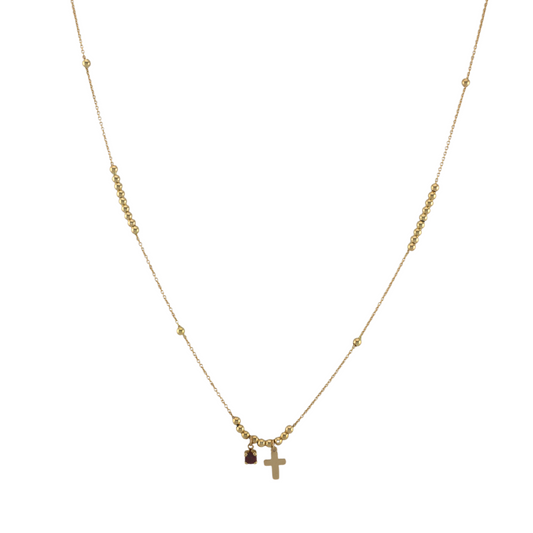 Cross & Genuine Ruby Necklace