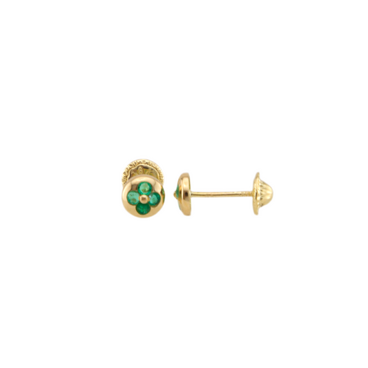 Emerald Flower Stud Earrings