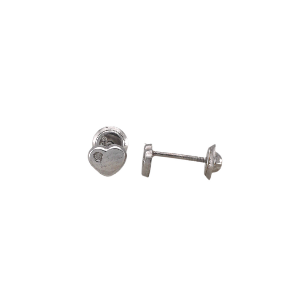 White Diamond Heart Stud Earrings