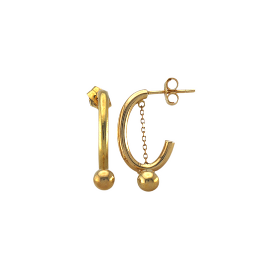 Gold Fancy Hoops Earrings