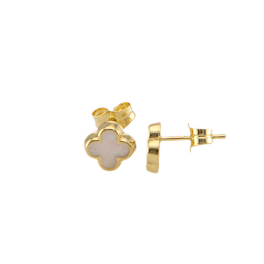 White Trevol Stud Earrings