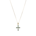 Diamond & Emerald Cross Necklace