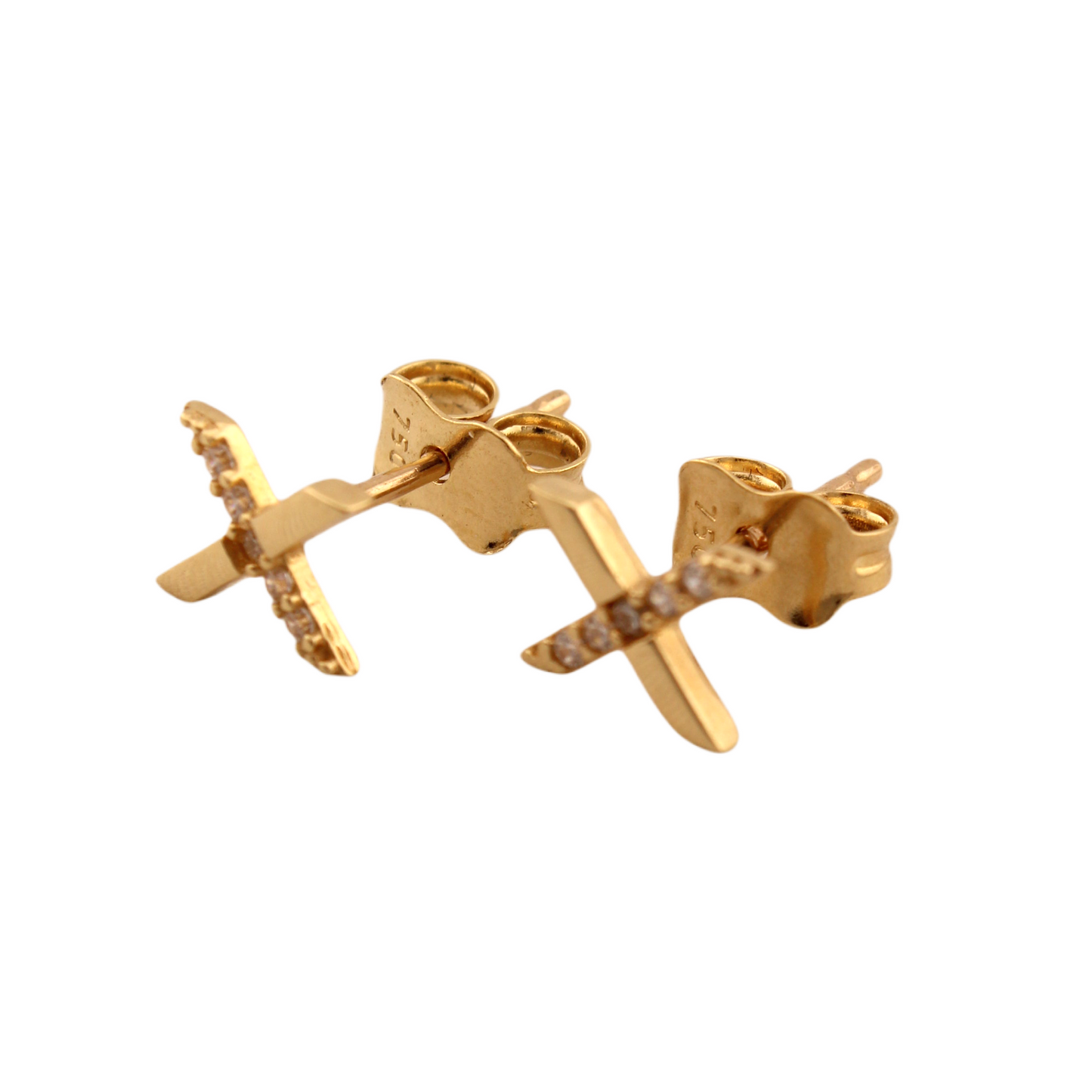 X Figure with Zirconia Stud Earrings