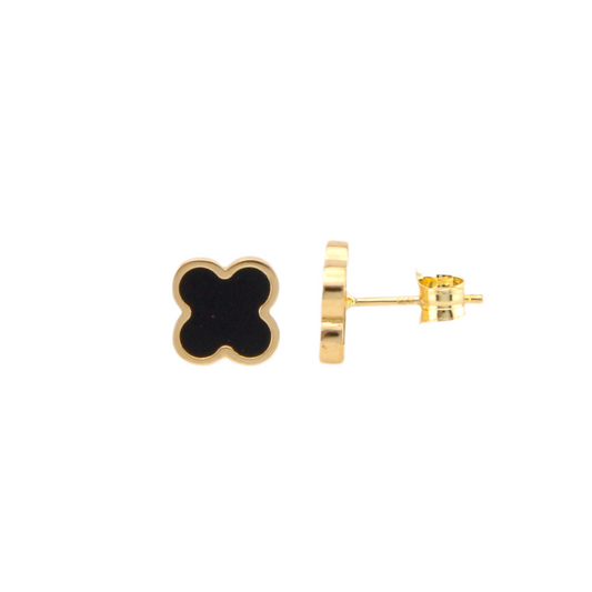 Black Trevol Stud Earrings