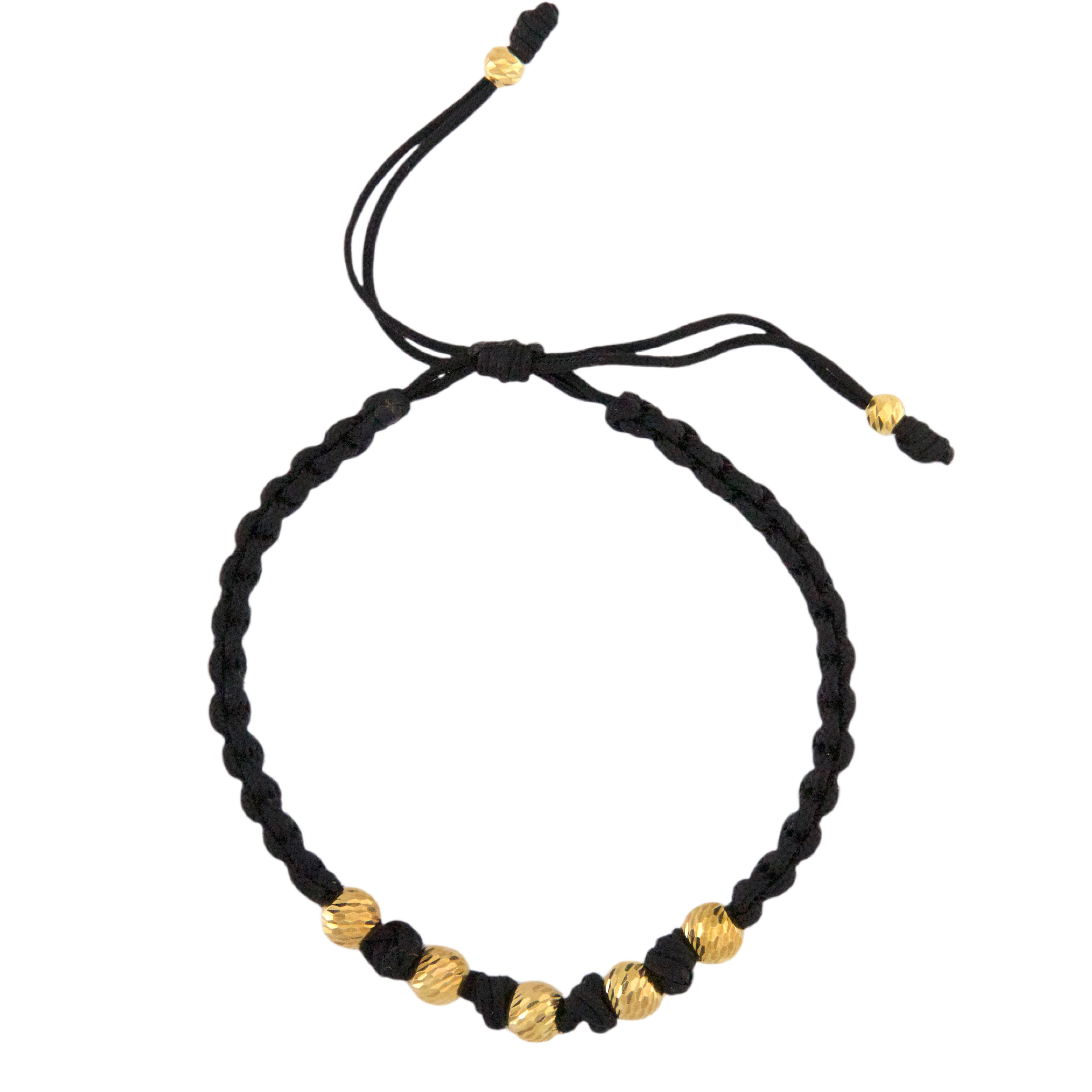 Gold Balls Black Bracelet