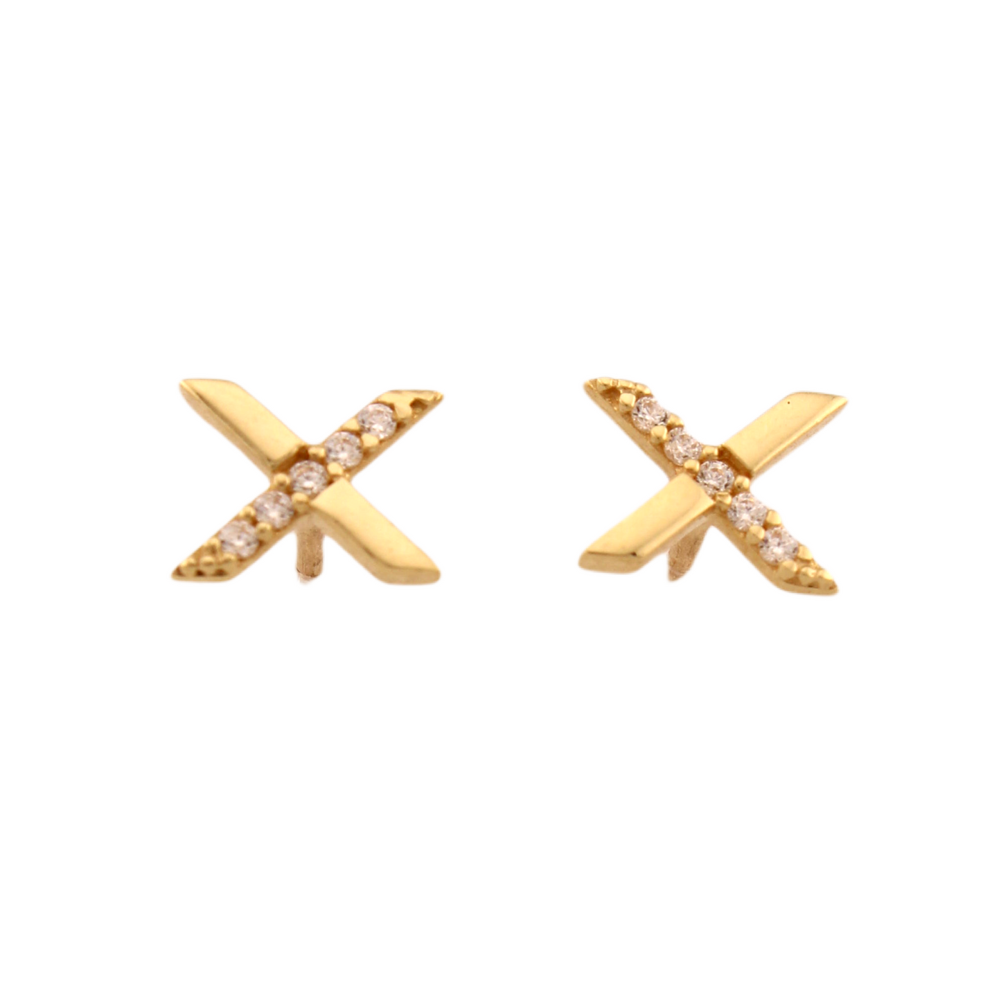 X Figure with Zirconia Stud Earrings