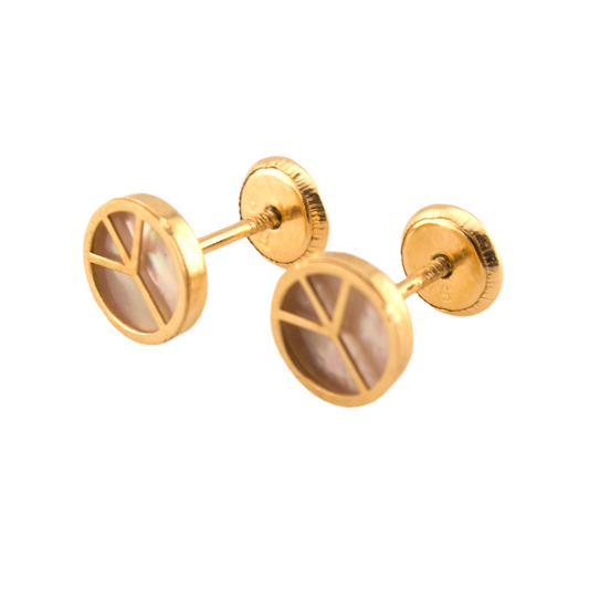 Peace Figure Pearl Stud Earrings