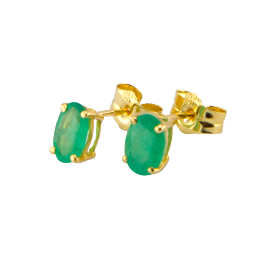 Genuine Emerald Stud Earrings