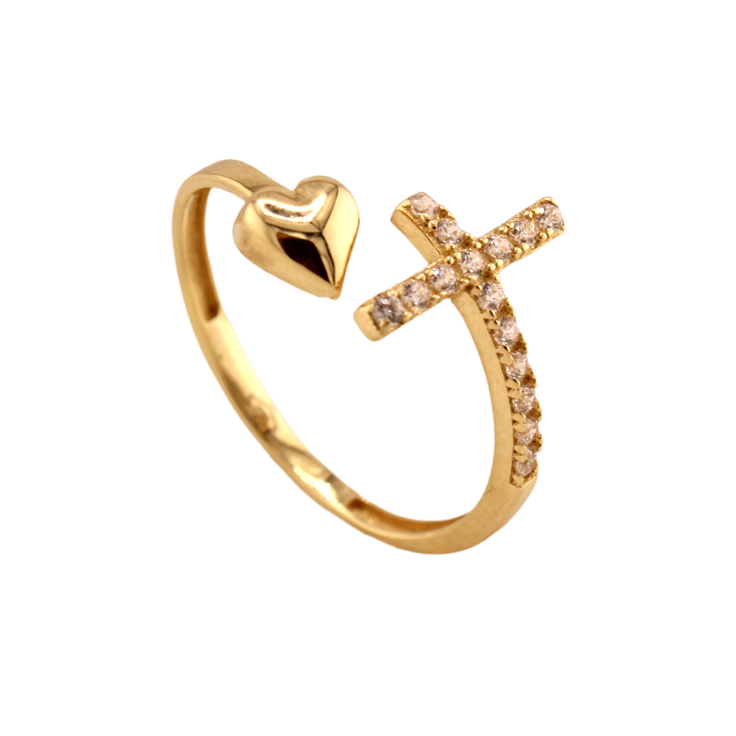 Heart Cross Zirconia Ring